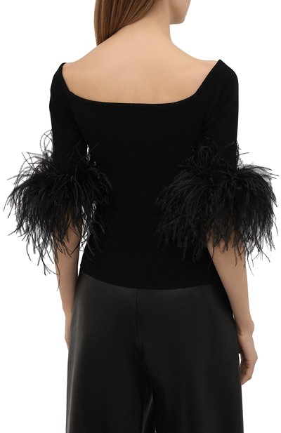 Шерстяной топ с отделкой перьями SAINT LAURENT, арт. 654479/Y75BK, фото 4