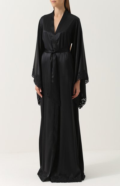 Шелковый халат-макси с кружевной отделкой LA PERLA, арт. 0006890, фото 3