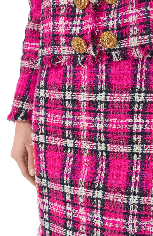 Твидовая юбка Balmain GF1LBB37/CG42 Розовый  GF1LBB37/CG42 Фото 5