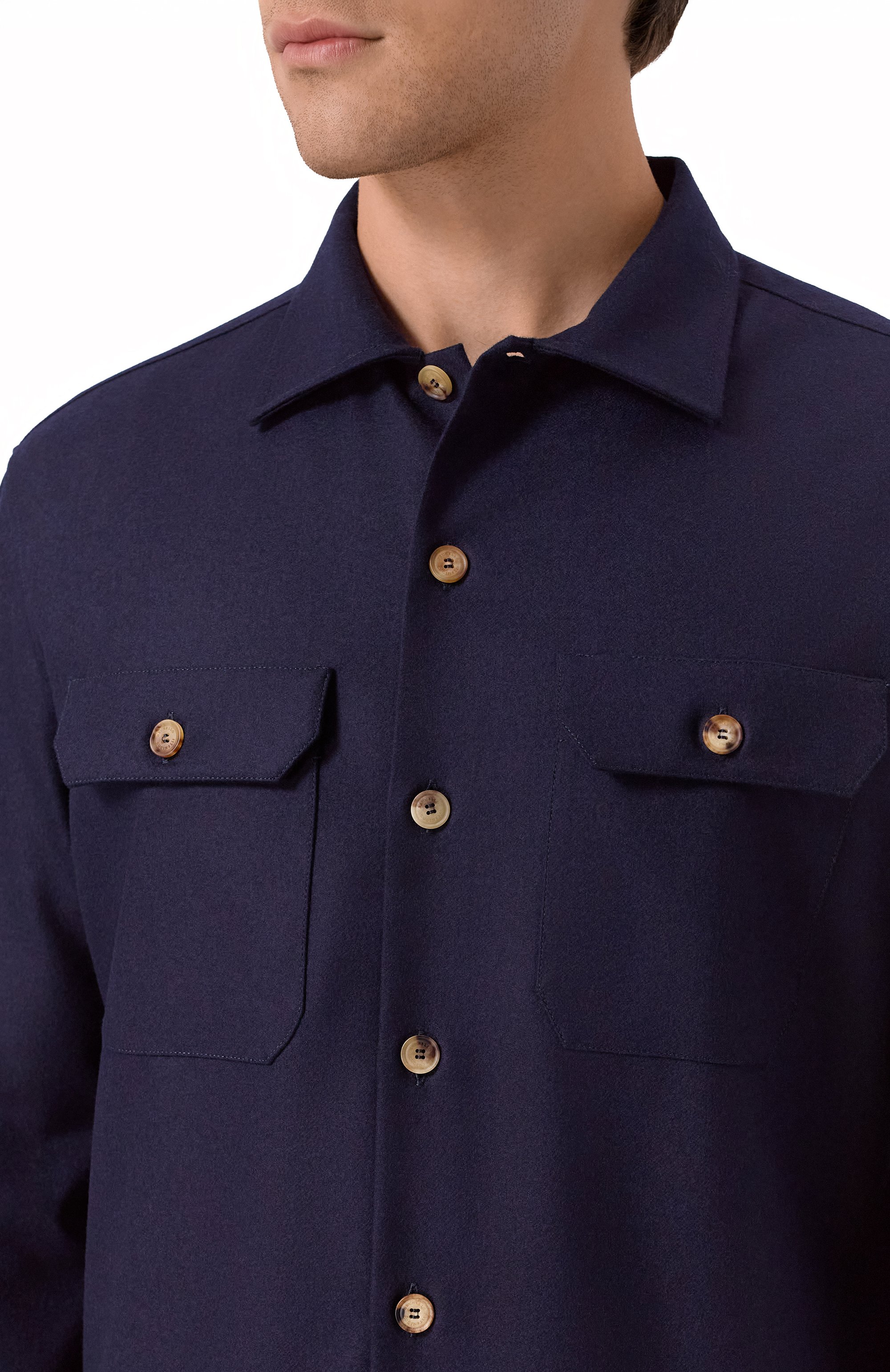 Шерстяная рубашка BRUNELLO CUCINELLI темно-синего цвета по цене 139500 руб., арт. M038P0720, фото 5 Шерстяная рубашка BRUNELLO CUCINELLI, арт. M038P0720, фото 5