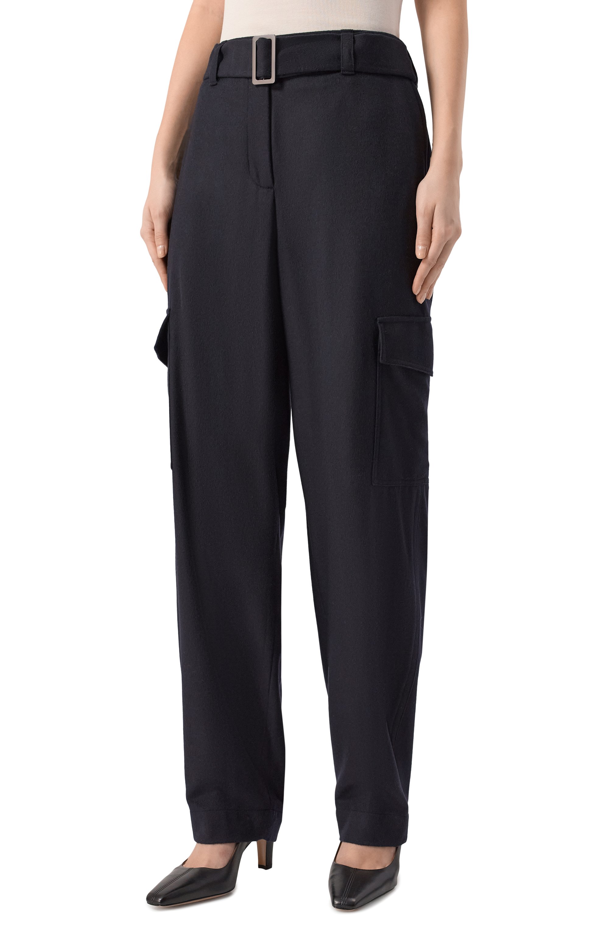 Шерстяные брюки-карго EMPORIO ARMANI темно-синего цвета по цене 69450 руб., арт. EW001505/AF17163, фото 3 Шерстяные брюки-карго EMPORIO ARMANI, арт. EW001505/AF17163, фото 3