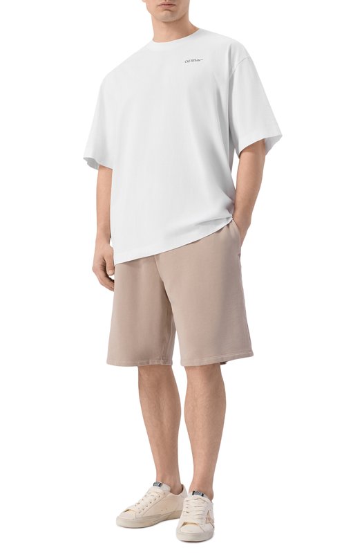 Хлопковые шорты Off-White 0MCI013S26FLE00C Бежевый  0MCI013S26FLE00C Фото 2