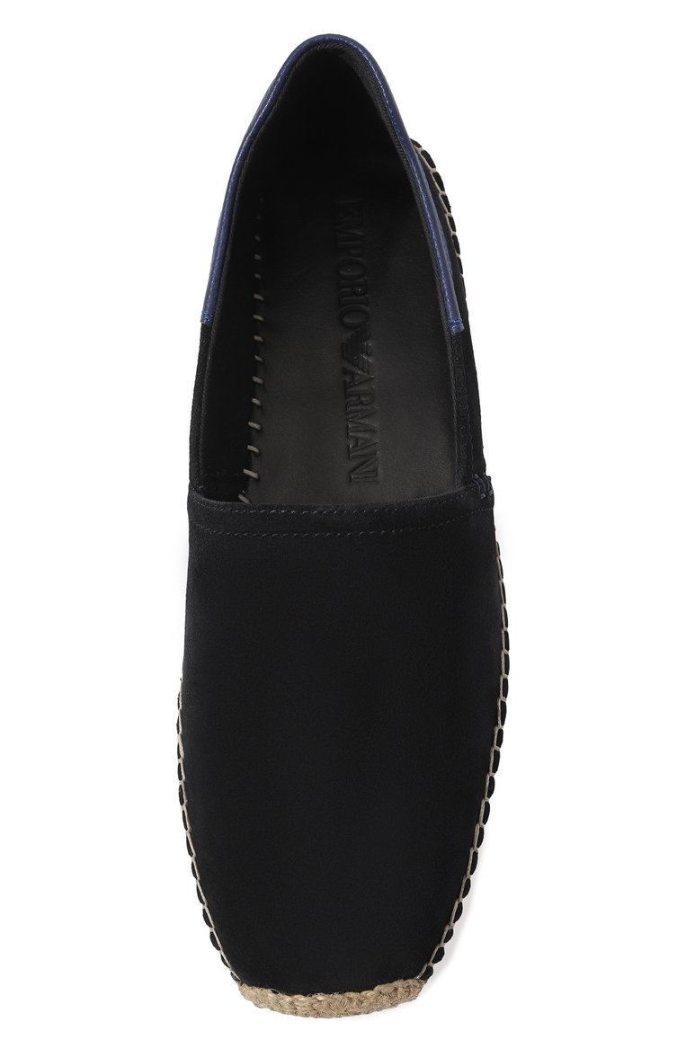 Мужские замшевые эспадрильи EMPORIO ARMANI темно-синего цвета, арт. X4S024/XM422/0UTLET AW22-23 | Фото 6 (Материал внутренний: Натуральная кожа, Текстиль; Региональные ограничения белый список (Axapta Mercury): Не проставлено; Нос: Не проставлено; Материал внешний: Замша, Натуральная кожа)