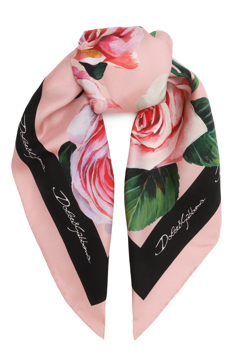 Женский шелковый платок DOLCE & GABBANA розового цвета, арт. FN092R/GDCUI | Фото 1 (Материал: Текстиль, Шелк; Нос: Не проставлено; Принт: С принтом)