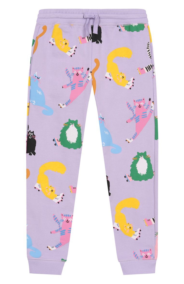 Детские хлопковые джоггеры STELLA MCCARTNEY сиреневого цвета, арт. TW6C30 | Фото 1 (Нос: Не проставлено; Материал внешний: Хлопок; Девочки Кросс-КТ: Джоггеры-одежда; Автоматизация состава: Проставлено; Ростовка одежда: 9 лет | 134 см, 5 лет | 110 см, 7 лет | 122 см, 2 года | 92 см, 3 года | 98 см, 4 года | 104 см, 12 лет | 152 см)