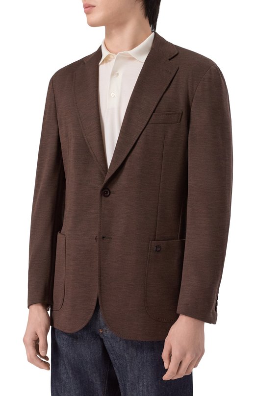 Пиджак из шерсти и шелка Stefano Ricci M1RMM22TA0/CM09HA Коричневый  M1RMM22TA0/CM09HA Фото 4