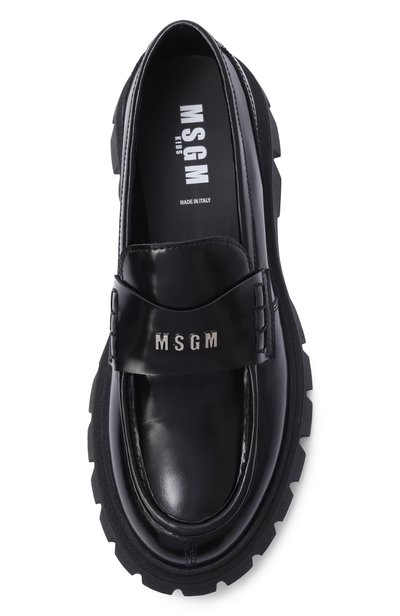 Кожаные лоферы MSGM KIDS черного цвета по цене 29950 руб., арт. 84002/VAR1_001, фото 4 Кожаные лоферы MSGM KIDS, арт. 84002/VAR1_001, фото 4