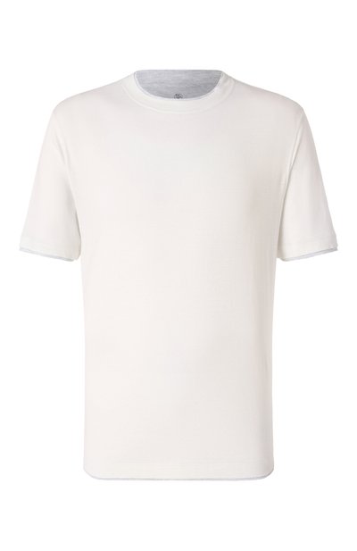 Мужская футболка изо льна и хлопка BRUNELLO CUCINELLI, арт. MW8357427