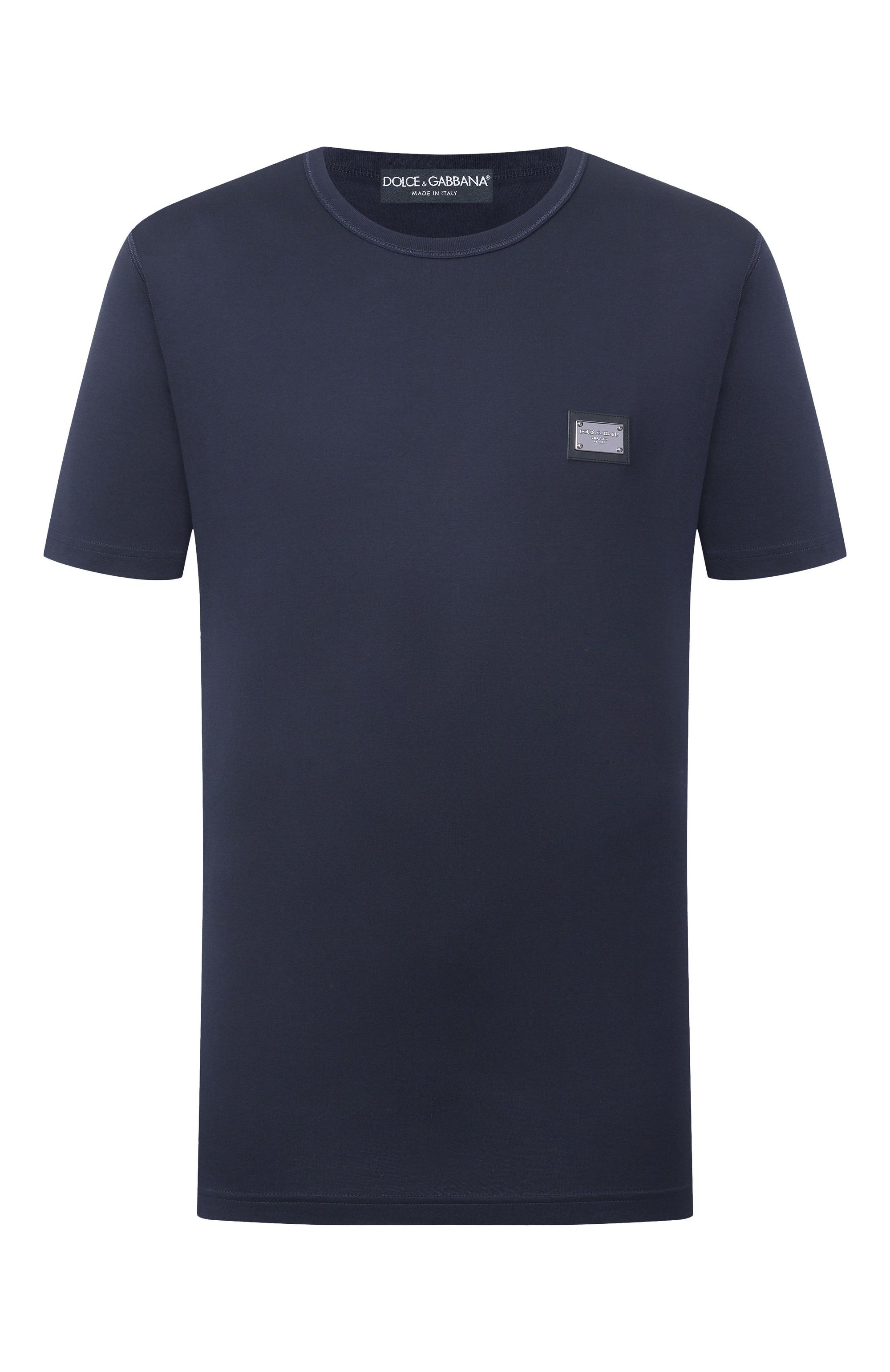 Хлопковая футболка DOLCE & GABBANA темно-синего цвета по цене 45950 руб., арт. G8PT1T/G7P1B, фото 1 Хлопковая футболка DOLCE & GABBANA, арт. G8PT1T/G7P1B, фото 1