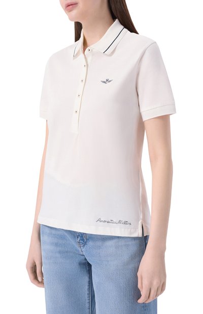 Хлопковое поло AERONAUTICA MILITARE молочного цвета по цене 13400 руб., арт. P01911DP00343, фото 3 Хлопковое поло AERONAUTICA MILITARE, арт. P01911DP00343, фото 3