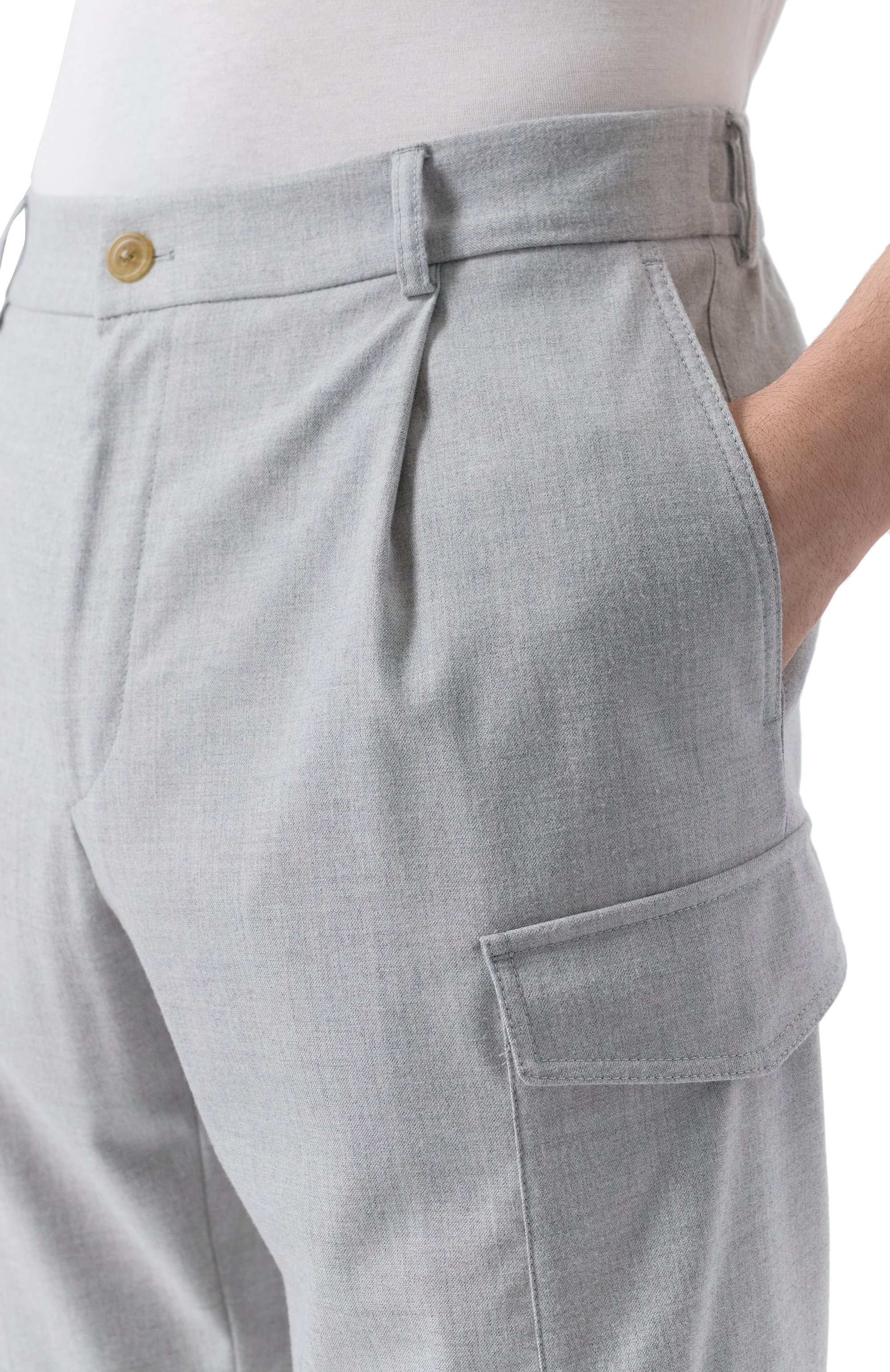 Брюки-карго из шерсти и вискозы WINDSOR серого цвета по цене 39800 руб., арт. FAT0/10015957, фото 5 Брюки-карго из шерсти и вискозы WINDSOR, арт. FAT0/10015957, фото 5