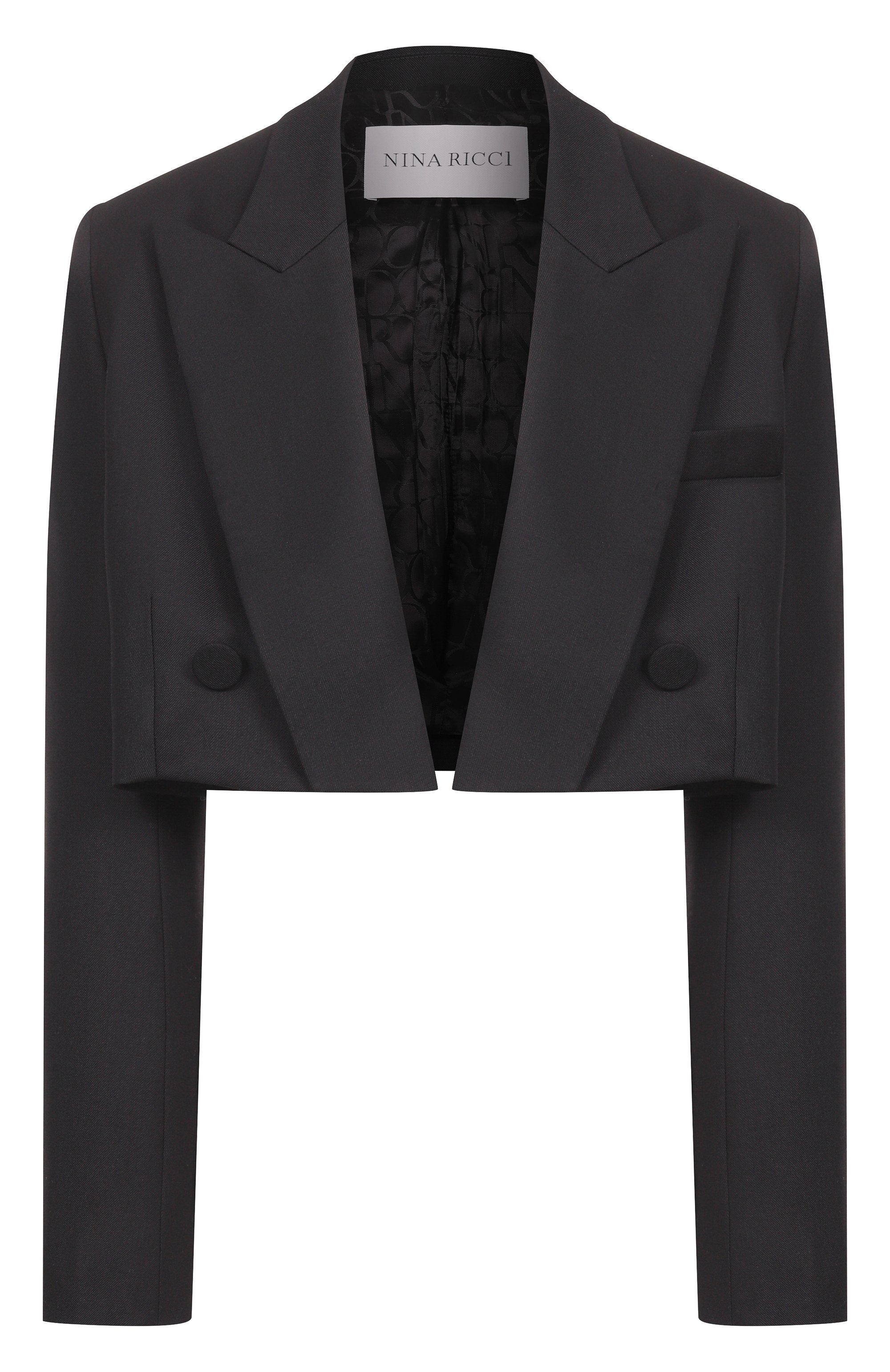 Шерстяной жакет NINA RICCI черного цвета по цене 171000 руб., арт. 26PCVE008/WV0323, фото 1 Шерстяной жакет NINA RICCI, арт. 26PCVE008/WV0323, фото 1