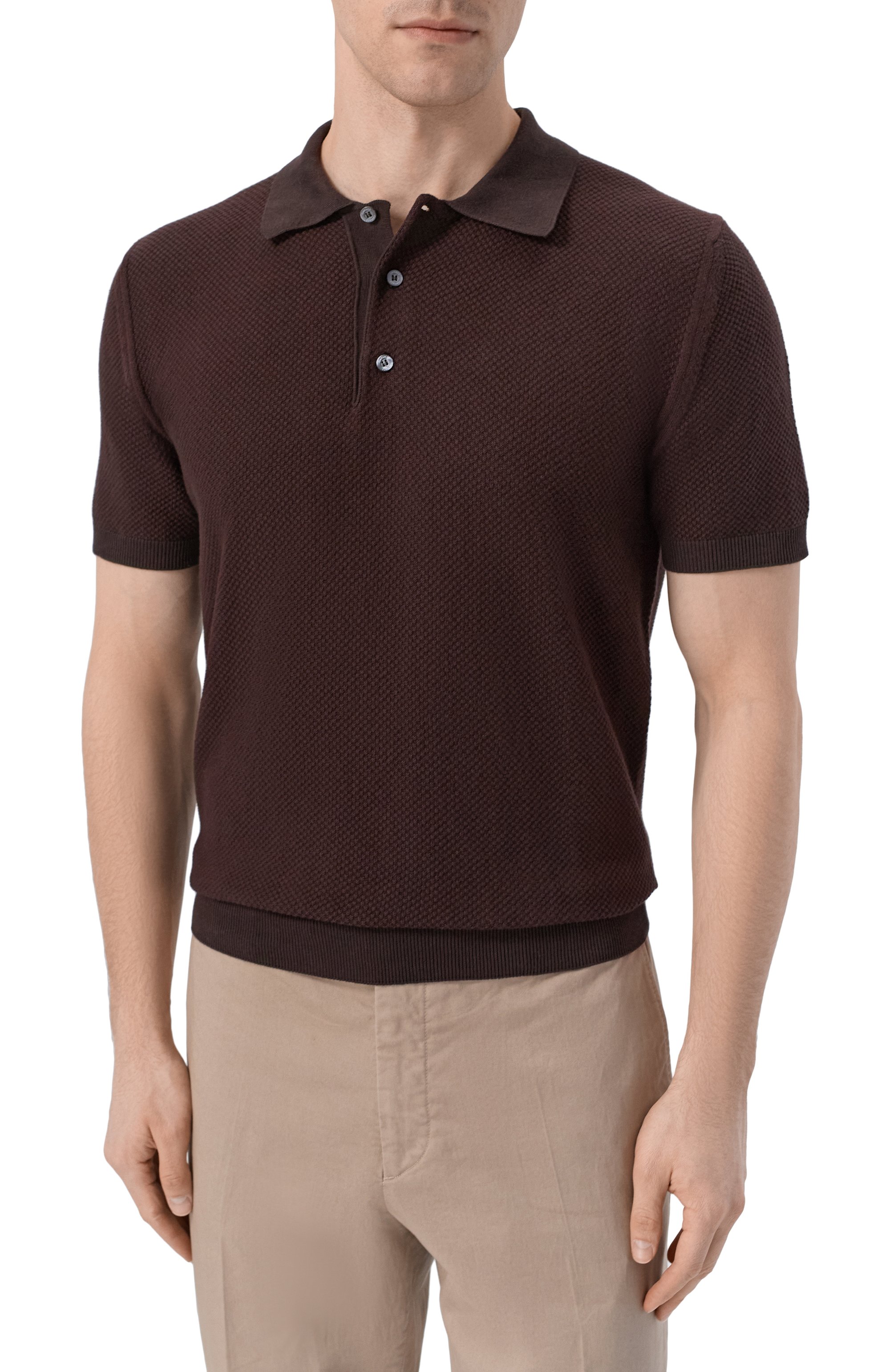 Хлопковое поло CANALI темно-коричневого цвета по цене 59650 руб., арт. C0127/MK02461, фото 3 Хлопковое поло CANALI, арт. C0127/MK02461, фото 3