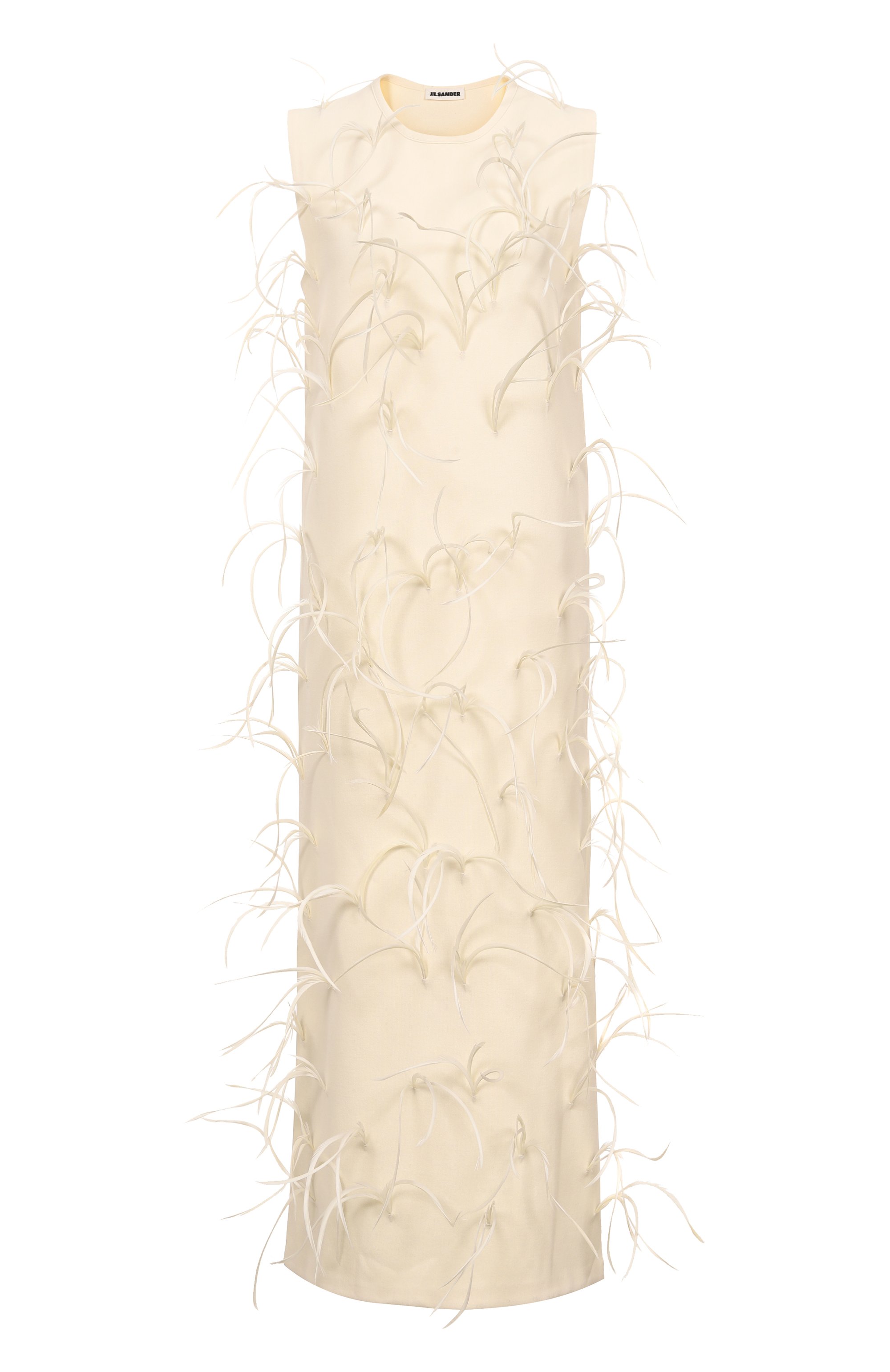 Платье из ви скозы с отделкой перьями JIL SANDER, арт. J03CT0549/J18353, фото 1