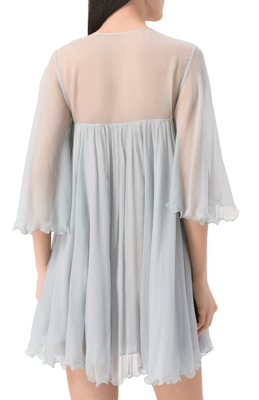 Шелковое платье Chloé CHC25SR027116 Голубой  CHC25SR027116 Фото 4