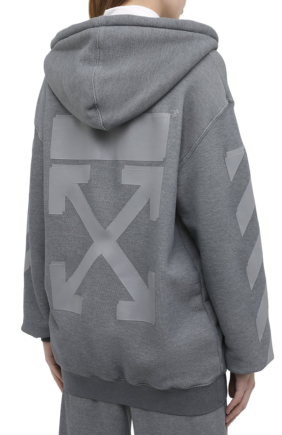 Хлопковая толстовка OFF-WHITE серого цвета по цене 69950 руб., арт. 0WBE005E20JER0010808, фото 4 Хлопковая толстовка OFF-WHITE, арт. 0WBE005E20JER0010808, фото 4