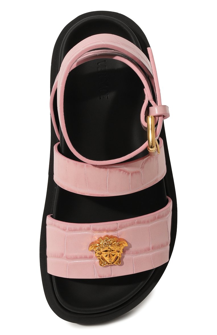 Детские кожаные сандалии VERSACE светло-розового цвета, арт. 1011156/1A09141/30-33 | Фото 4 (Материал внутренний: Натуральная кожа; Нос: Не проставлено; Материал внешний: Натуральная кожа; Автоматизация состава: Проставлено)