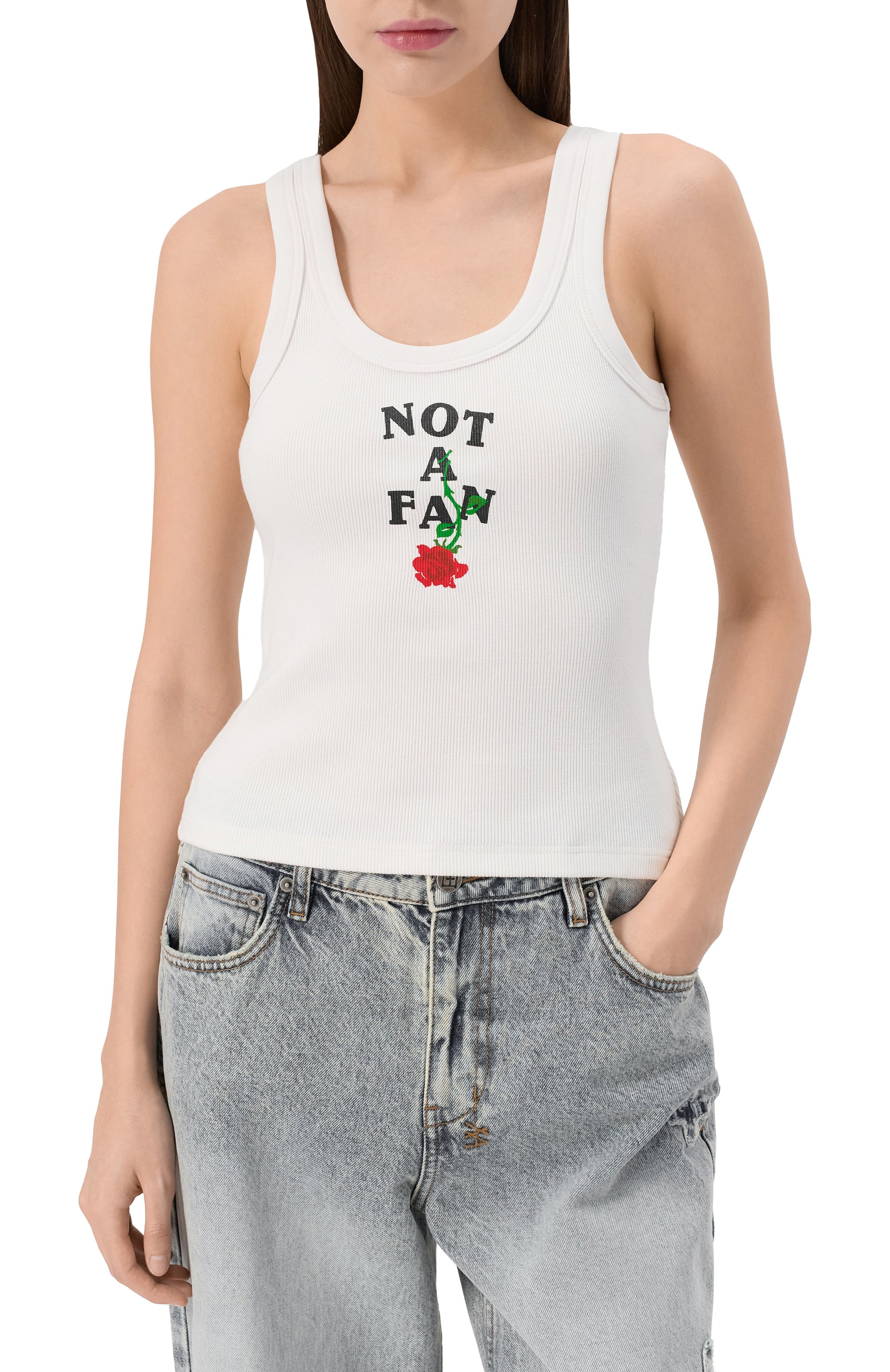 Хлопковая майка SSHEENA, арт. 25SSTAMARA TS25010/WHITE, фото 3