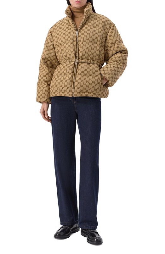 Хлопковый пуховик Gucci 797451/Z9ABA Бежевый  797451/Z9ABA Фото 2