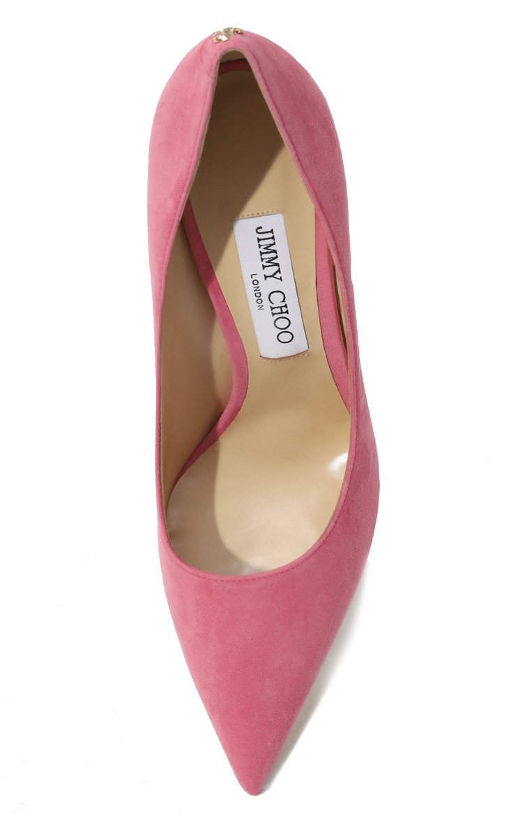 Женские замшевые туфли love 100 JIMMY CHOO розового цвета, арт. L0VE 100/BWJ | Фото 6 (Подошва: Плоская; Материал внутренний: Натуральная кожа; Каблук высота: Высокий; Каблук тип: Шпилька; Материал внешний: Натуральная кожа, Замша)