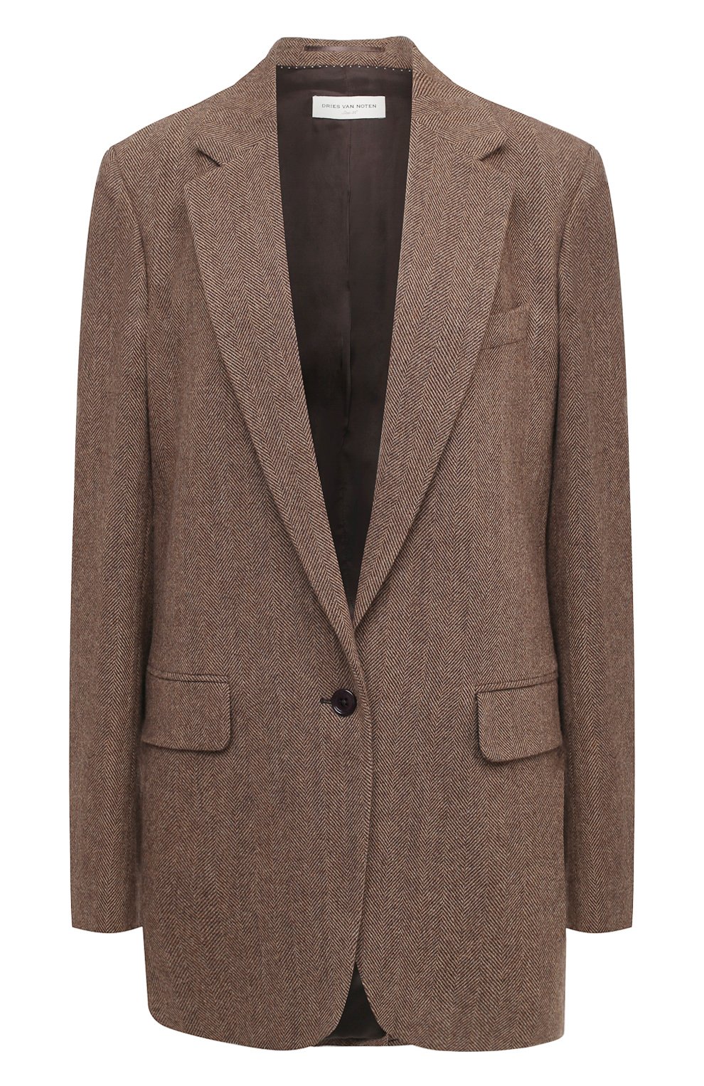 Шерстяной жакет DRIES VAN NOTEN коричневого цвета по цене 105500 руб., арт. 202-10430-1041, фото 1 Шерстяной жакет DRIES VAN NOTEN, арт. 202-10430-1041, фото 1