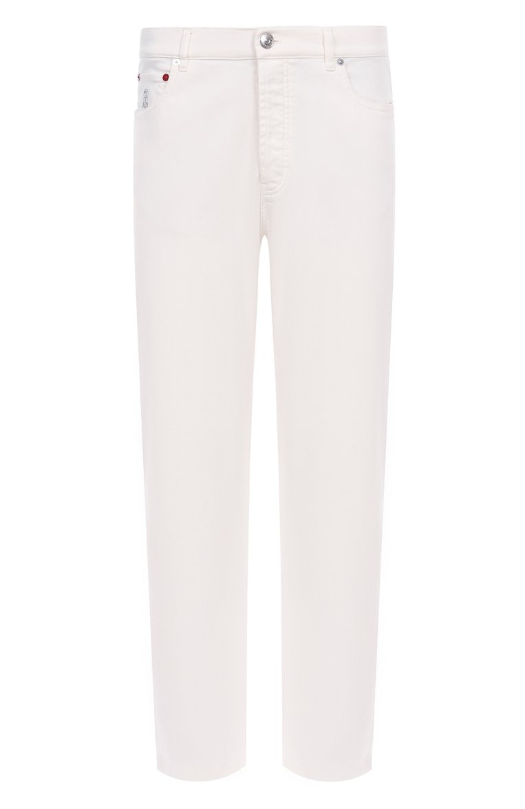 Мужские джинсы iconic fit BRUNELLO CUCINELLI белого цвета, арт. MP77P01090 | Фото 1 (Автоматизация ТО: Проставлено; Материал внешний: Хлопок, Деним; Автоматизация состава: Проставлено; Длина (брюки, джинсы): Стандартные; Кросс-КТ: Деним; Стили: Классический; Силуэт М (брюки): Прямые; Детали: Без декора)
