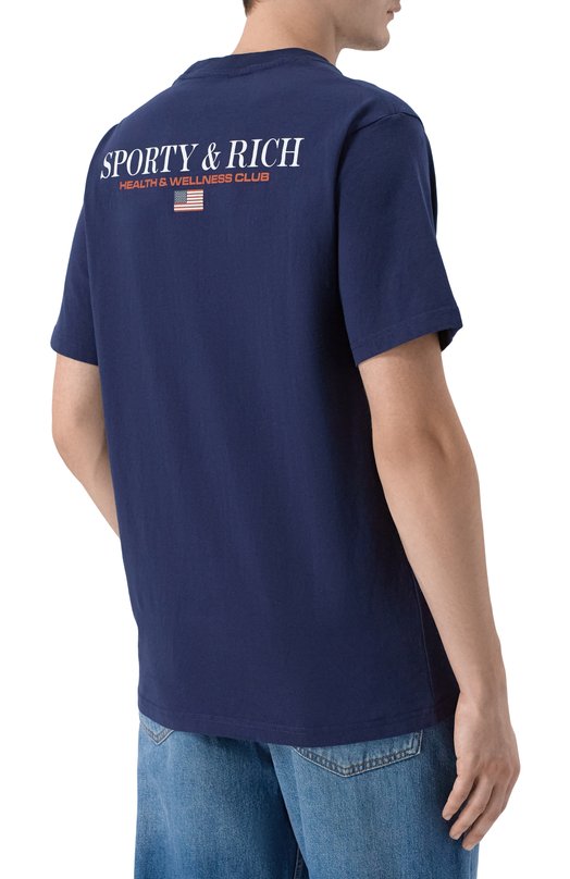 Хлопковая футболка Sporty and Rich T004363177BL106 Синий  T004363177BL106 Фото 4