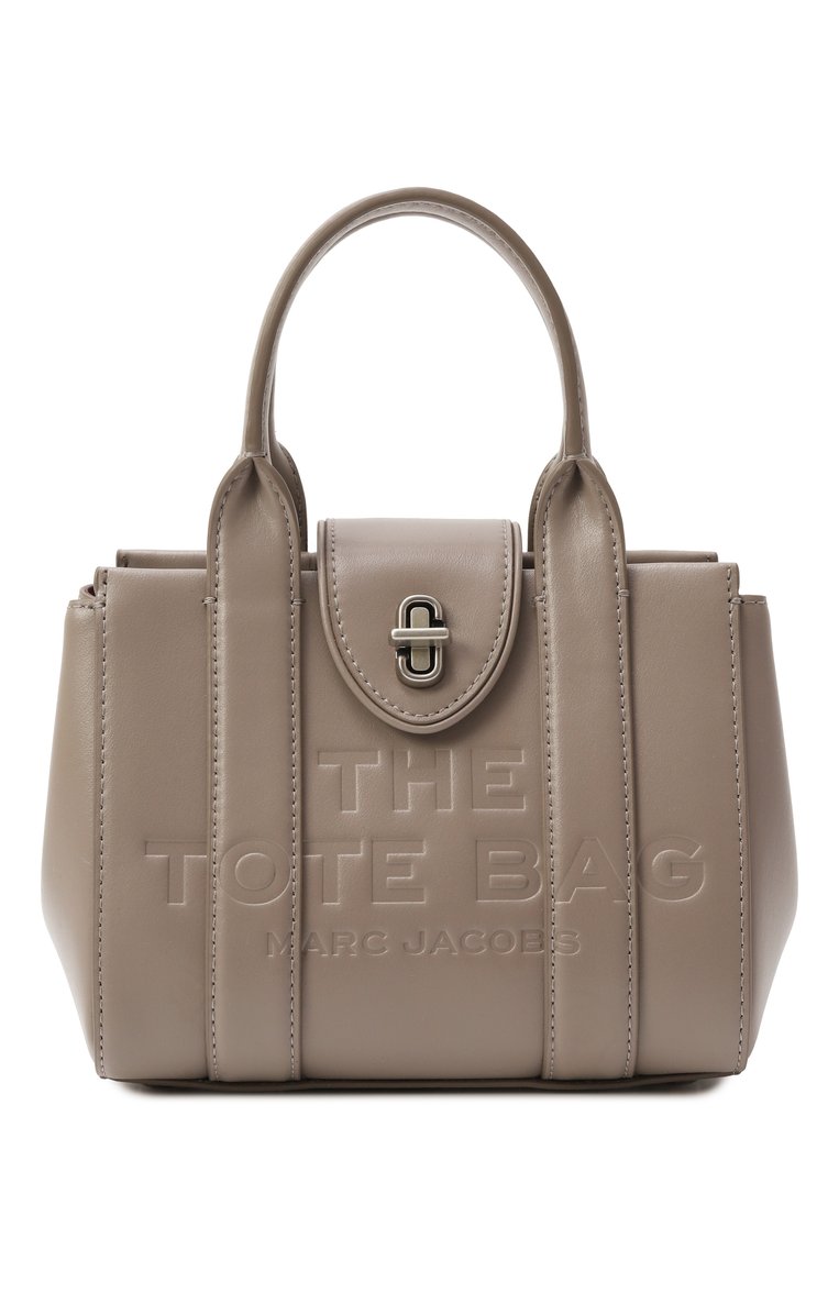 Женская сумка the turnlock tote bag MARC JACOBS (THE) серого цвета, арт. 2F4HCR015H04 | Фото 1 (Ремень/цепочка: На ремешке; Материал: Натуральная кожа; Размер: mini; Автоматизация состава: Проставлено; Автоматизация ТО: Проставлено)