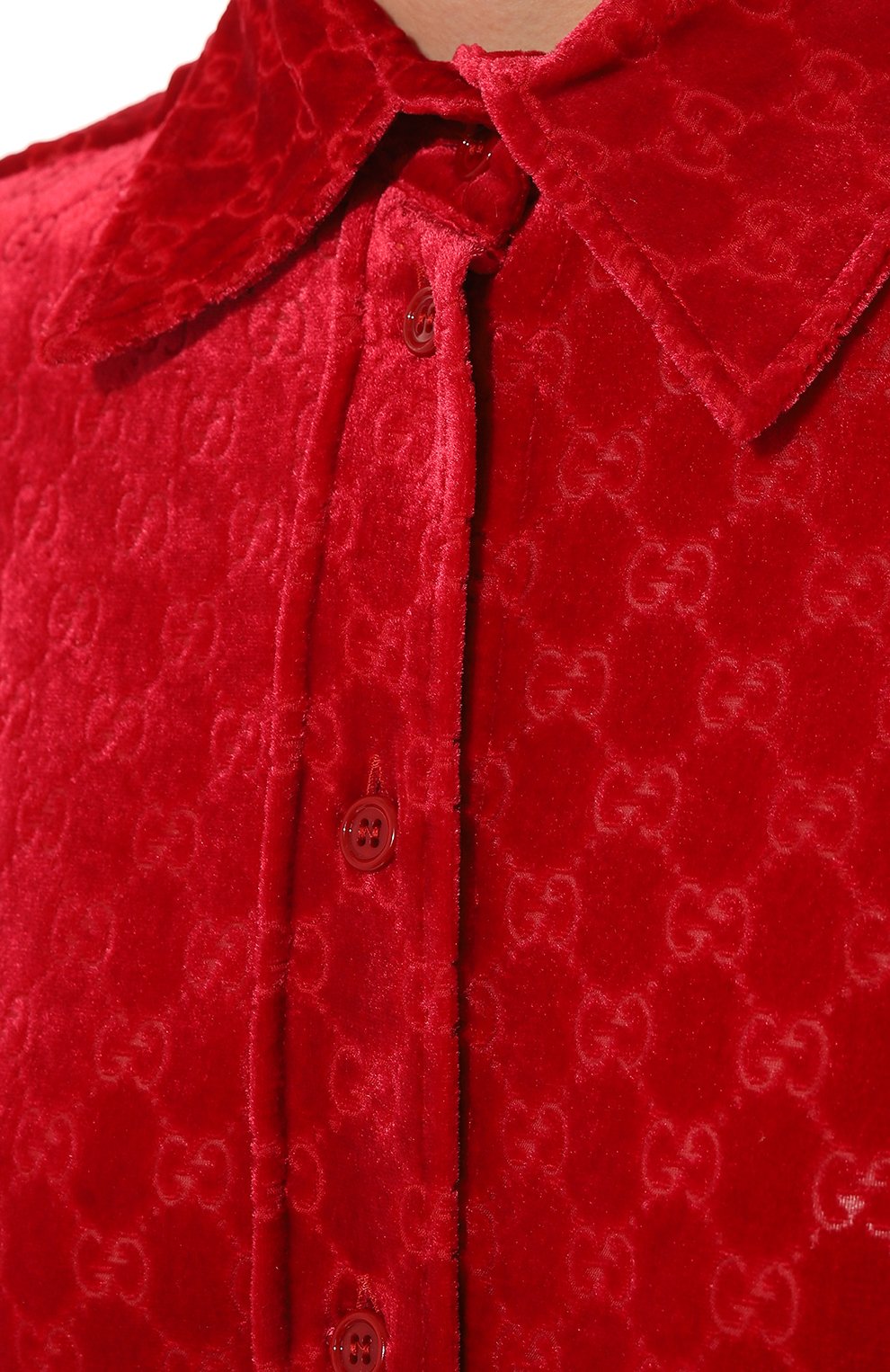 Бархатная рубашка GUCCI красного цвета по цене 201600 руб., арт. 664669 ZAHGE, фото 5 Бархатная рубашка GUCCI, арт. 664669 ZAHGE, фото 5