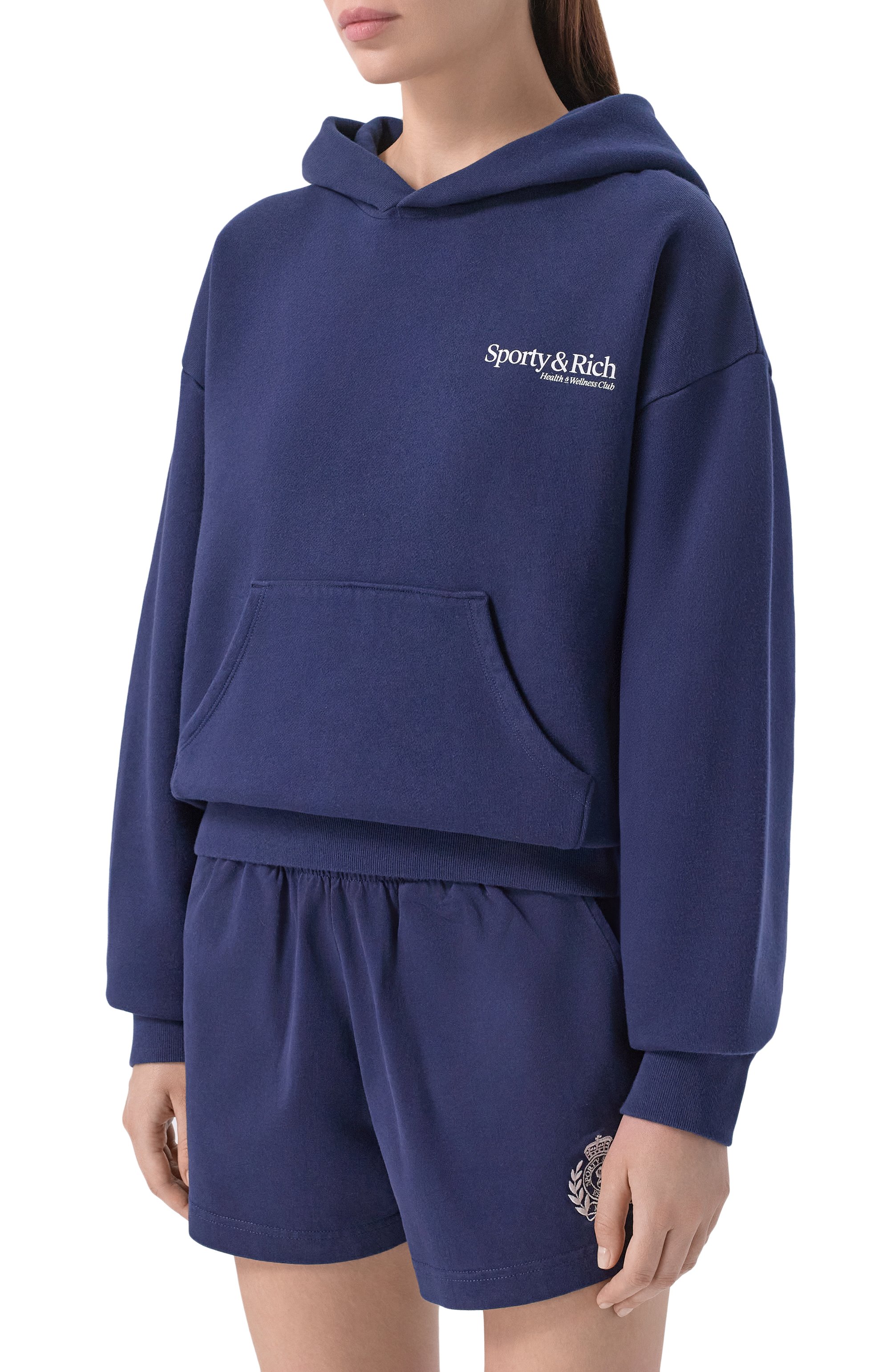 Хлопковое худи SPORTY AND RICH темно-синего цвета по цене 33600 руб., арт. ST095710087BL106, фото 3 Хлопковое худи SPORTY AND RICH, арт. ST095710087BL106, фото 3
