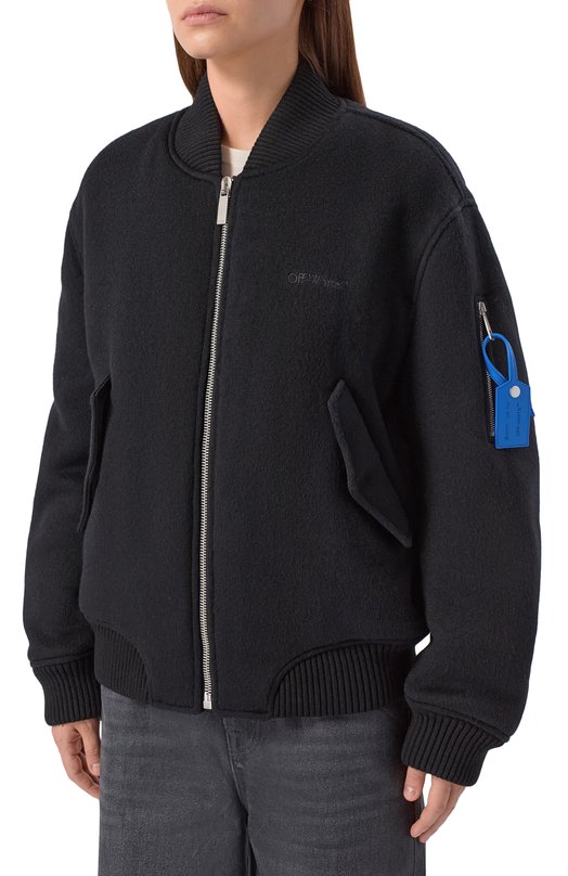Кашемировый бомбер Off-White 0WEH031F25FAB001 Чёрный  0WEH031F25FAB001 Фото 3