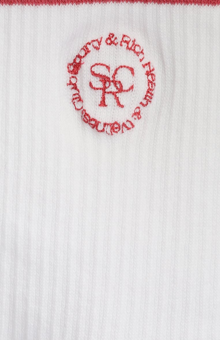 Женские хлопковые носки SPORTY AND RICH белого цвета, арт. AC027612305WH34 | Фото 2 (Нос: Не проставлено; Автоматизация состава: Проставлено; Материал внешний: Хлопок)