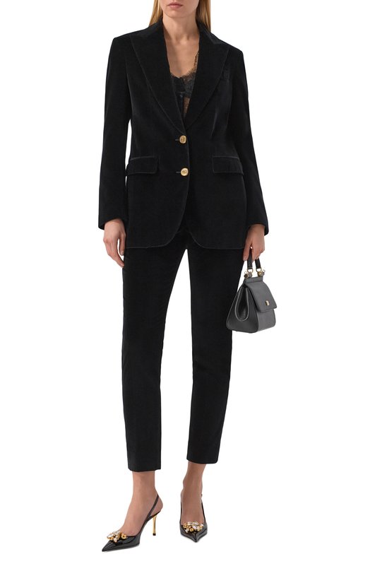 Бархатный жакет Dolce & Gabbana F29V1T/FUVG7 Чёрный  F29V1T/FUVG7 Фото 2
