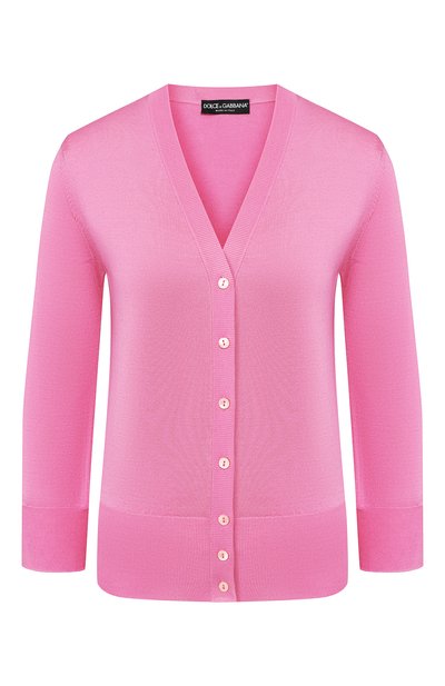 Шелковый кардиган DOLCE & GABBANA розового цвета по цене 92300 руб., арт. FX762T/JASKF, фото 1 Шелковый кардиган DOLCE & GABBANA, арт. FX762T/JASKF, фото 1