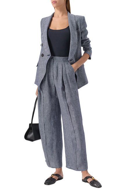 Женский топ из вискозы GIORGIO ARMANI темно-синего цвета, арт. 8NAH01/AM05Z | Фото 2 (Материал сплава: Проставлено; Длина (для топов): Стандартные; Материал внешний: Синтетический материал, Вискоза; Драгоценные камни: Проставлено)