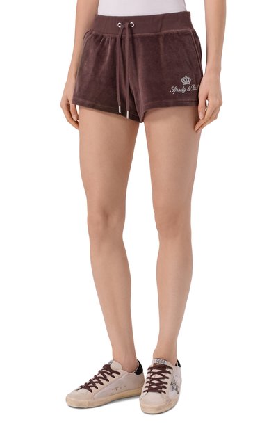 Хлопковые шорты SPORTY AND RICH, арт. SH057716689BR03/JUICY SCRIPT VEL0UR SH0RT, фото 3