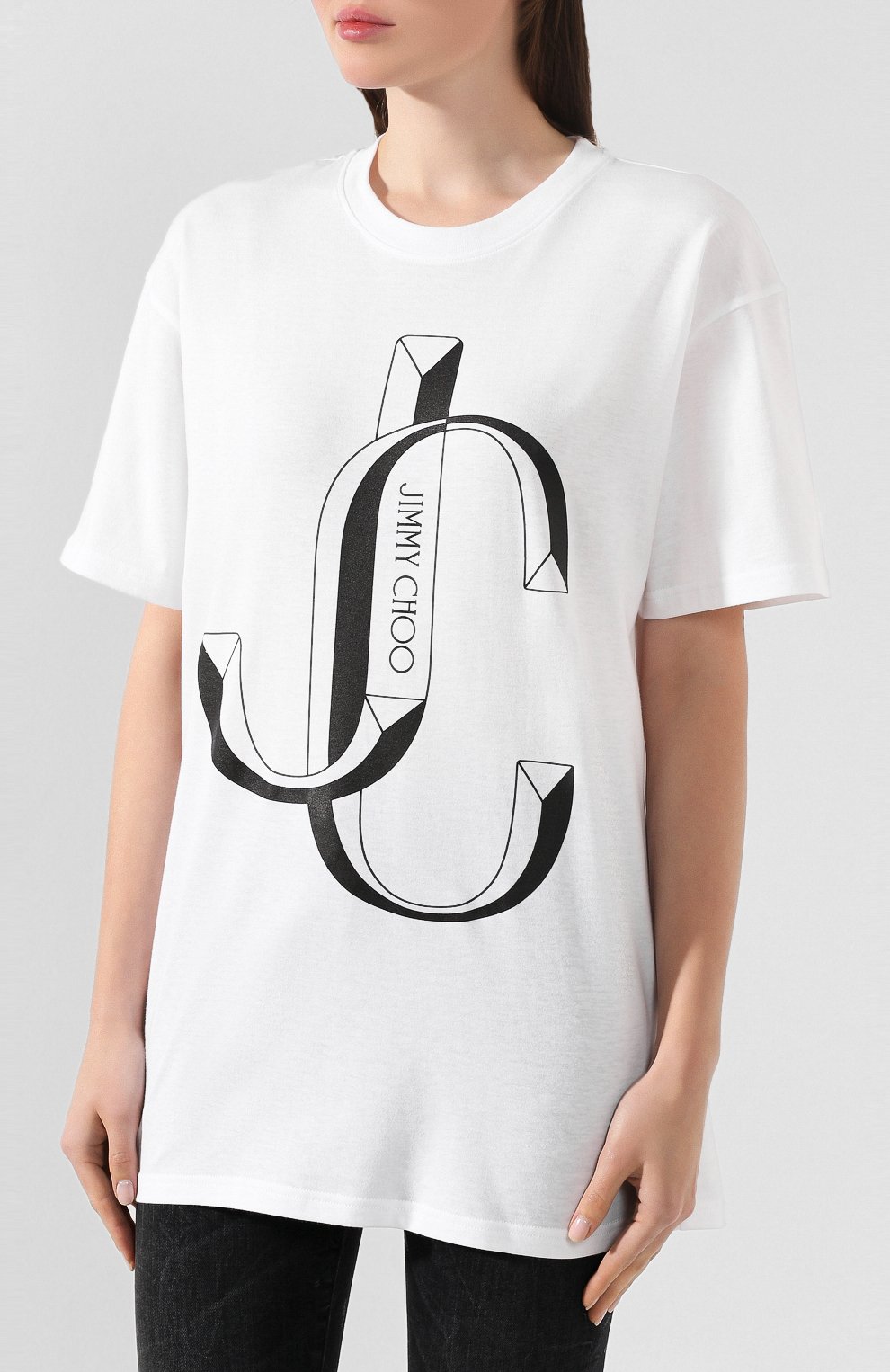 Хлопковая футболка JIMMY CHOO белого цвета по цене 24150 руб., арт. JC-TEE/S006, фото 3 Хлопковая футболка JIMMY CHOO, арт. JC-TEE/S006, фото 3