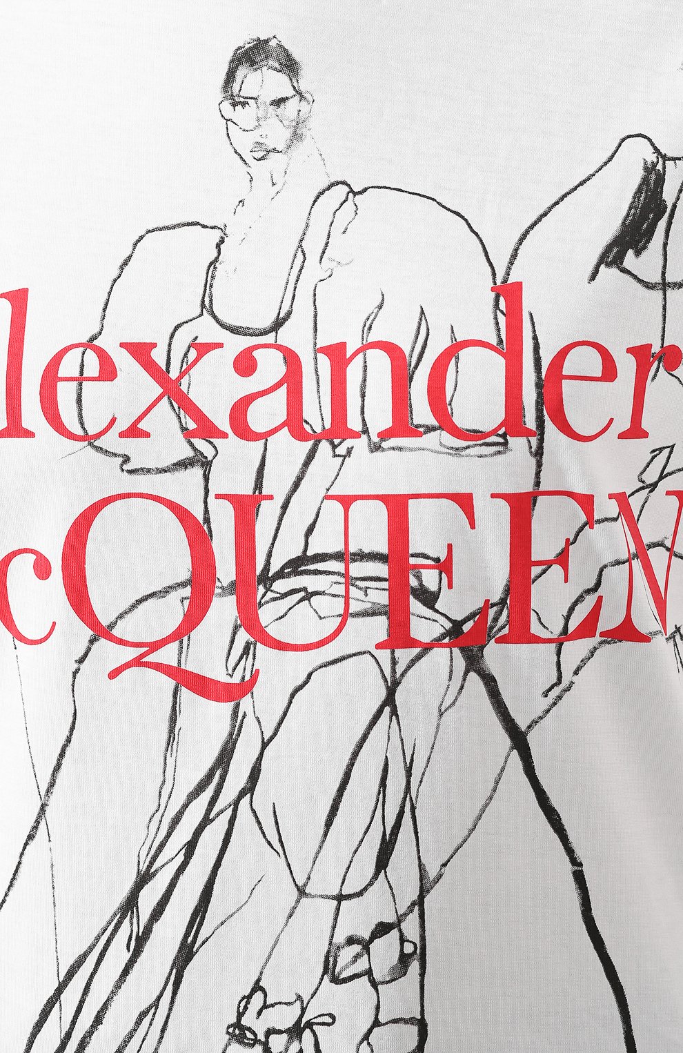 Хлопковая футболка ALEXANDER MCQUEEN белого цвета по цене 29050 руб., арт. 620650/QZABD, фото 5 Хлопковая футболка ALEXANDER MCQUEEN, арт. 620650/QZABD, фото 5