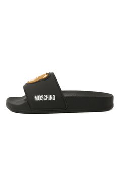 Детские шлепанцы MOSCHINO черного цвета, арт. 71879 VAR.1/28-35 | Фото 2 (Материал утеплителя: Без утеплителя; Материал внешний: Пластик, Резина)