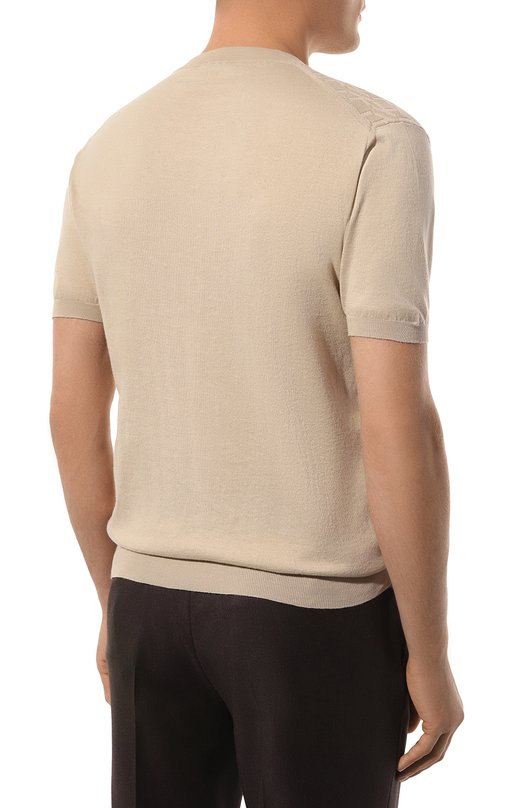 Хлопковый джемпер Kiton UMK0460K2 Бежевый  UMK0460K2 Фото 4