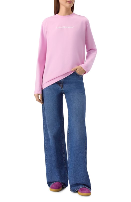 Хлопковый лонгслив MSGM 4041MDM131D/267002 Розовый  4041MDM131D/267002 Фото 2