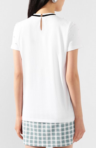 Хлопковая футболка MIU MIU белого цвета по цене 66000 руб., арт. MJN174-1V0F-F0009, фото 4 Хлопковая футболка MIU MIU, арт. MJN174-1V0F-F0009, фото 4