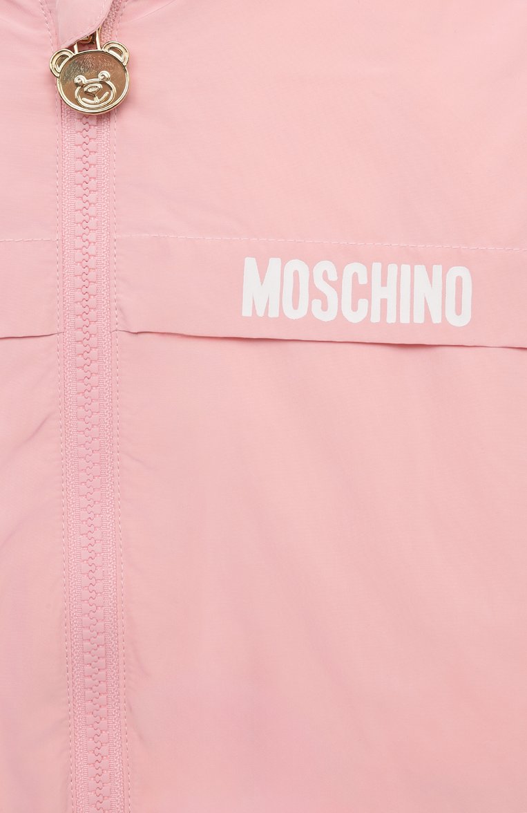 Детского ветровка MOSCHINO светло-розового цвета, арт. MUS02J/L3A39 | Фото 3 (Тематический товар: Teddy Bear; Материал внешний: Синтетический материал; Материал сплава: Проставлено; Нос: Не проставлено; Кросс-КТ НВ: Ветровка; Материал подклада: Хлопок; Ростовка одежда: 18 мес | 86 см, 12 мес | 80 см)