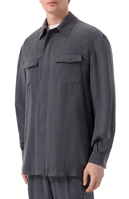 Куртка-рубашка из лиоцелла и вискозы Giorgio Armani GM003449/TE20272 Синий  GM003449/TE20272 Фото 3