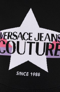 Женское платье из вискозы VERSACE JEANS COUTURE черного цвета, арт. 75HA0M51/CM30H | Фото 5 (Рукава: Короткие; Случай: Повседневный; Кросс-КТ: Трикотаж; Материал сплава: Проставлено; Длина Ж (юбки, платья, шорты): Миди; Материал внешний: Вискоза; Драгоценные камни: Проставлено; Женское Кросс-КТ: Платье-одежда; Стили: Кэжуэл)