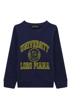 Мужского хлопковый свитшот LORO PIANA синего цвета, арт. FAM0183 | Фото 1 (Мальчики Кросс-КТ: Свитшот-одежда; Нос: Не проставлено; Региональные ограничения белый список (Axapta Mercury): Не проставлено; Драгоценные камни: Проставлено)