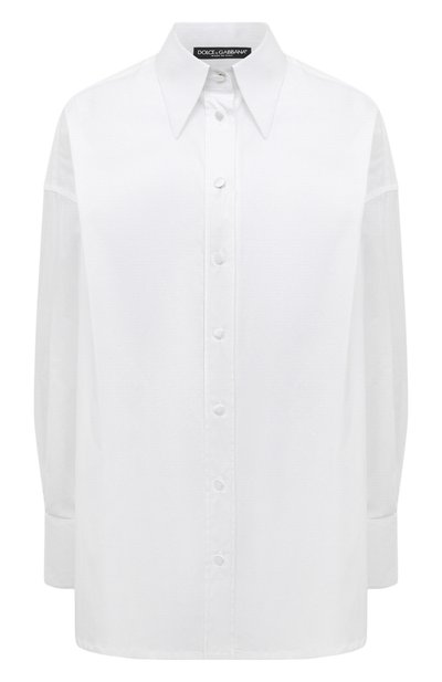 Хлопковая рубашка DOLCE & GABBANA белого цвета по цене 83050 руб., арт. F5R57T/FUEAJ, фото 1 Хлопковая рубашка DOLCE & GABBANA, арт. F5R57T/FUEAJ, фото 1