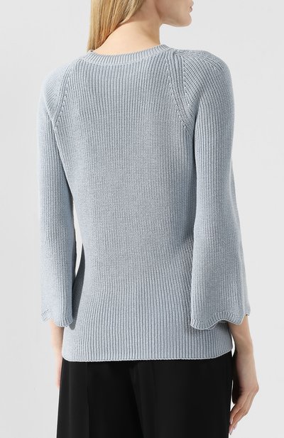 Хлопковый пуловер REDVALENTINO голубого цвета по цене 39950 руб., арт. RR3KCA74/UCZ, фото 4 Хлопковый пуловер REDVALENTINO, арт. RR3KCA74/UCZ, фото 4
