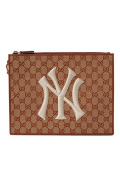 Мужская папка для документов gucci x ny yankees GUCCI коричневого цвета, арт. 547796 9Y9ET | Фото 1 (Размер: medium; Материал сплава: Проставлено; Материал: Текстиль; Драгоценные камни: Проставлено)