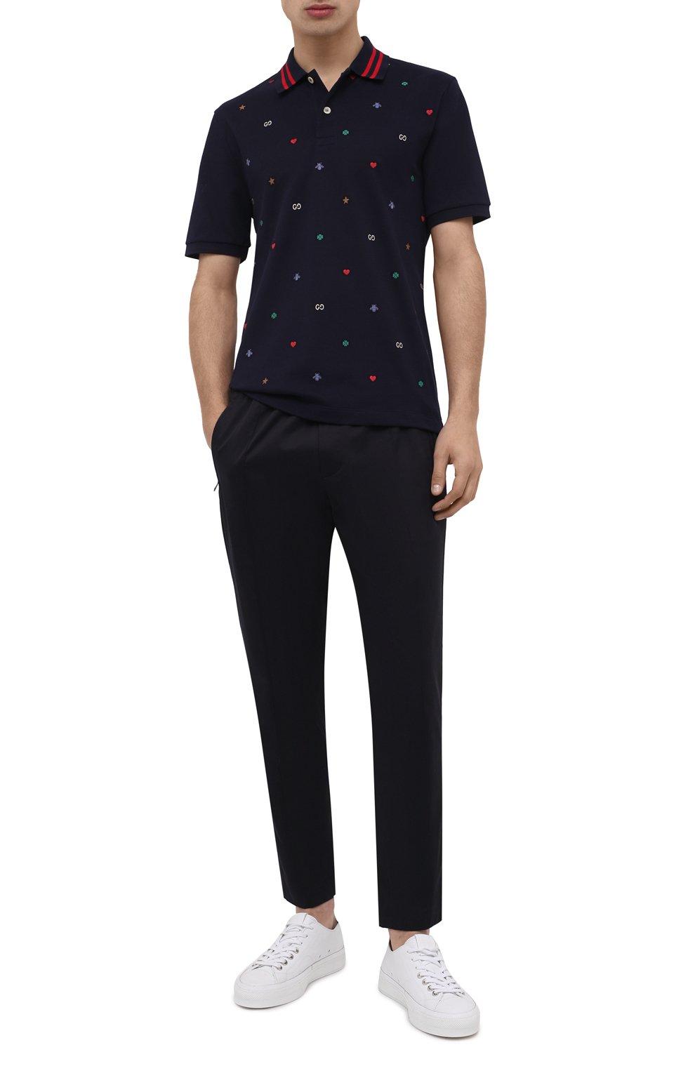 Хлопковые брюки DOLCE & GABBANA темно-синего цвета по цене 98950 руб., арт. GYACET/FUFJR, фото 2 Хлопковые брюки DOLCE & GABBANA, арт. GYACET/FUFJR, фото 2